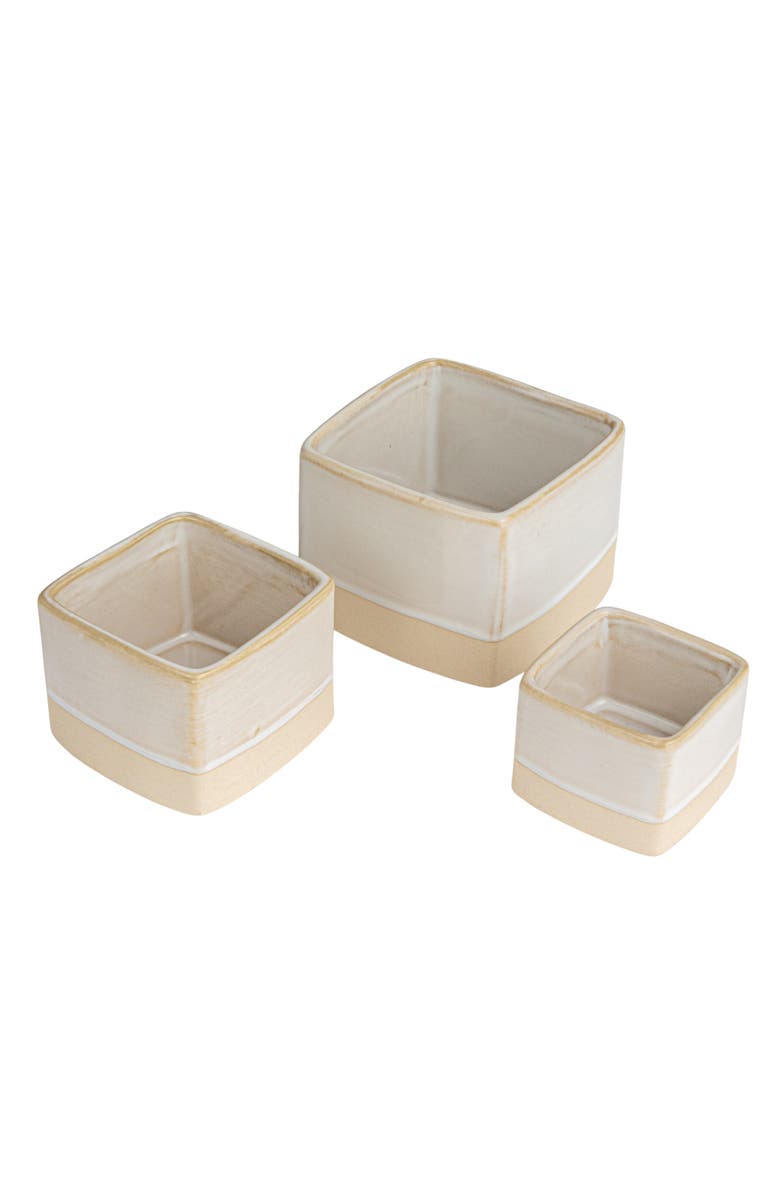 Storied Home Ceramic Nesting Containers, Cream, Set of 3, Main, color, Cream