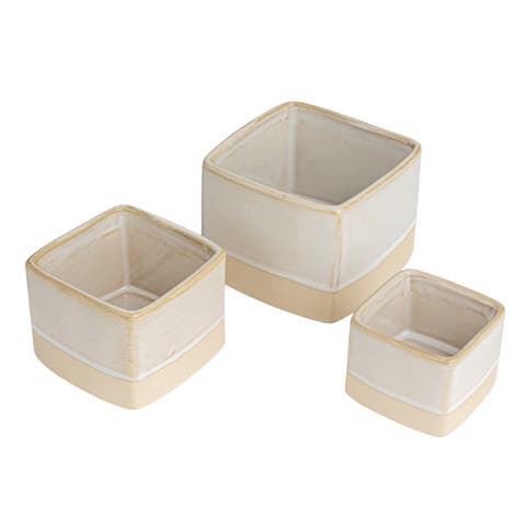 Ceramic Nesting Containers, Cream, Set of 3