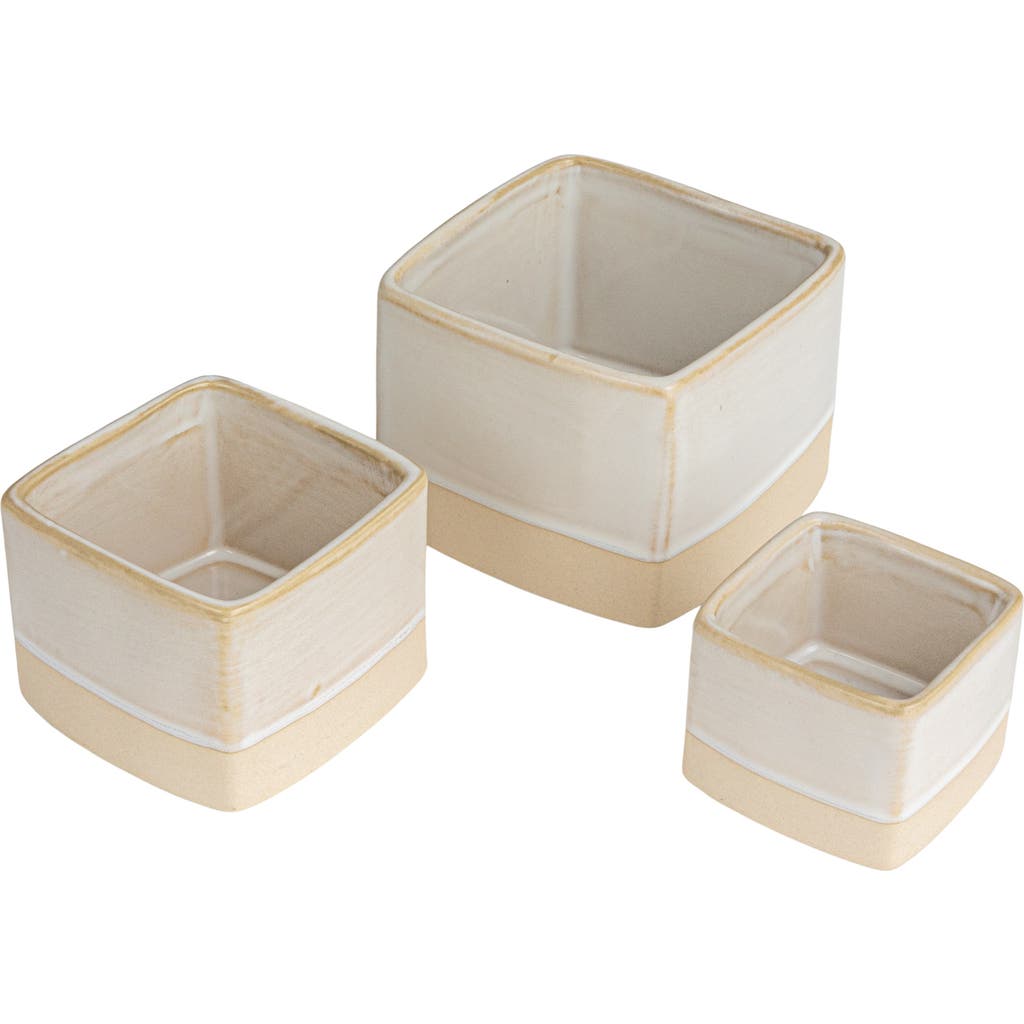 Storied Home Ceramic Nesting Containers, Cream, Set Of 3 In Brown