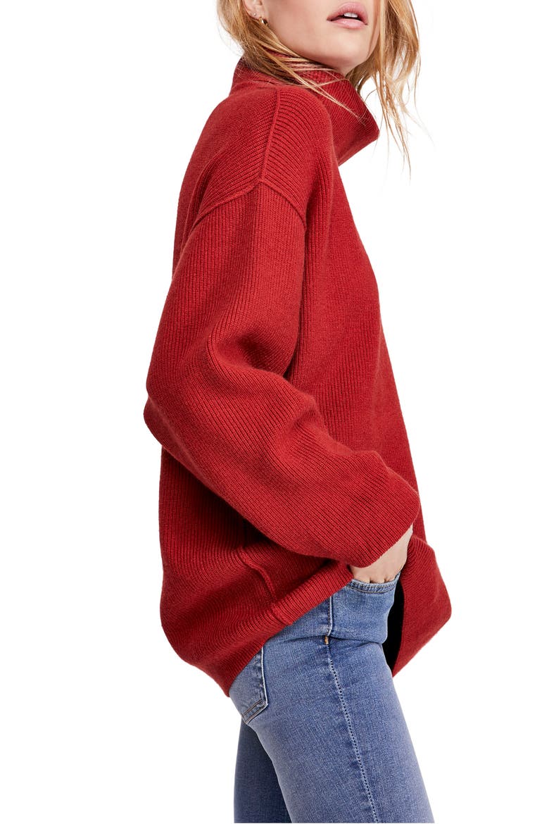 Softly Structured Knit Tunic, Alternate, color, BRICK RED