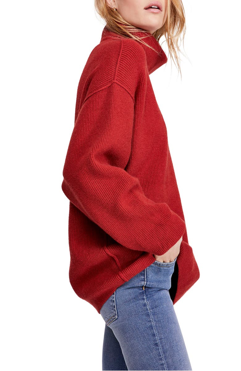 Free People Softly Structured Knit Tunic, Alternate, color, Brick Red