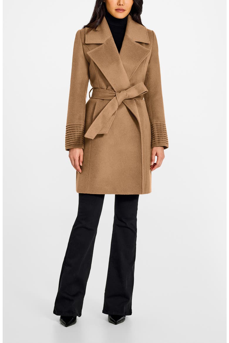 Baby Alpaca & Wool Large Notched Lapel Wrap Coat, Alternate, color, BROWN