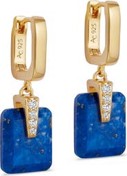 Astley Clarke Gold Deco Lapis Drop Huggies