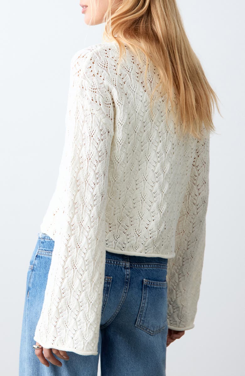 MANGO TEEN Openwork Crop Cotton Blend Sweater, Alternate, color, 