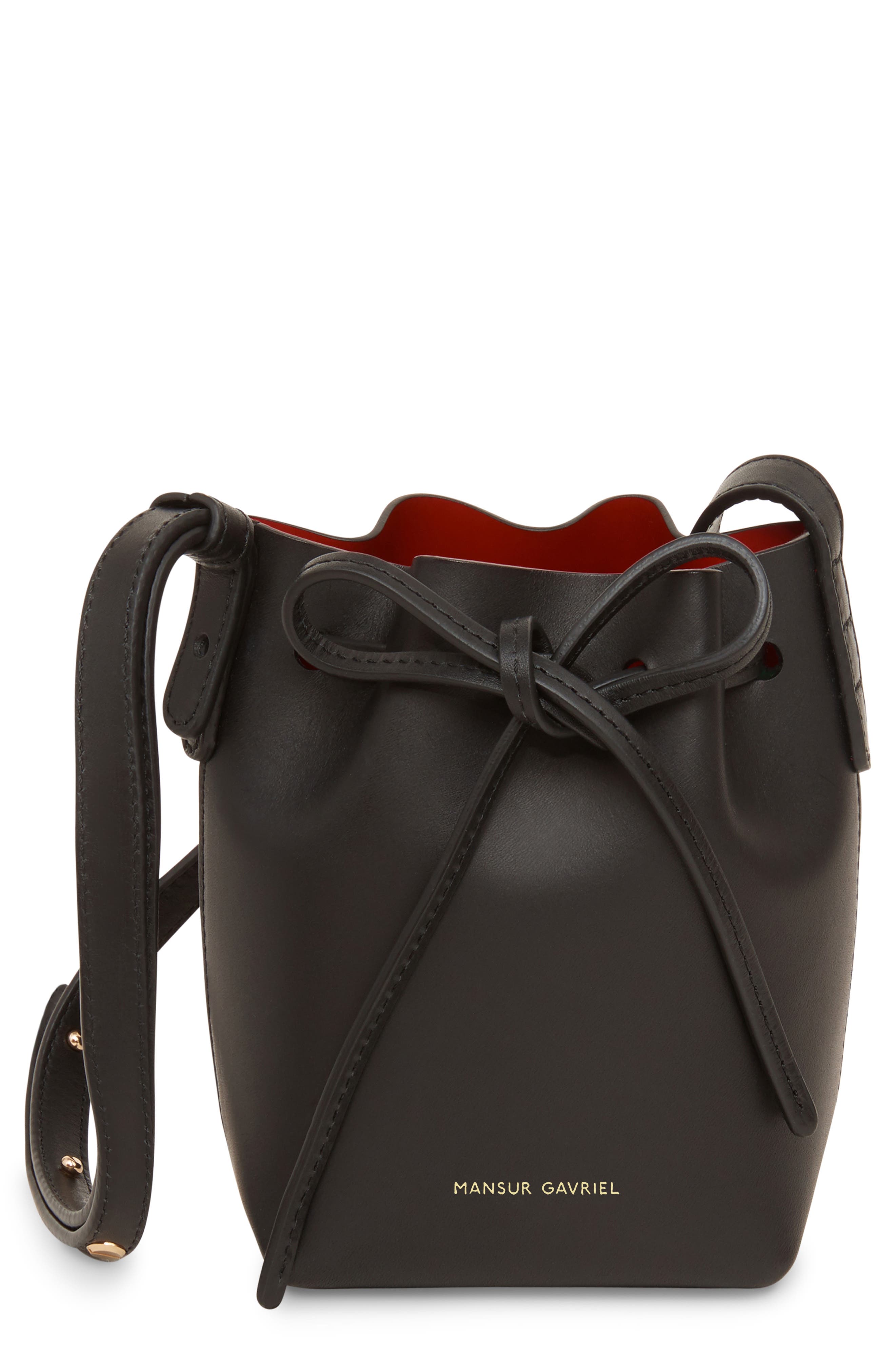 Mansur Gavriel Baby Leather Bucket Bag, Main, color, 