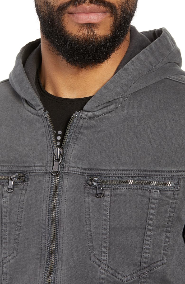 John Varvatos Hooded Denim Jacket, Alternate, color, Shark Grey