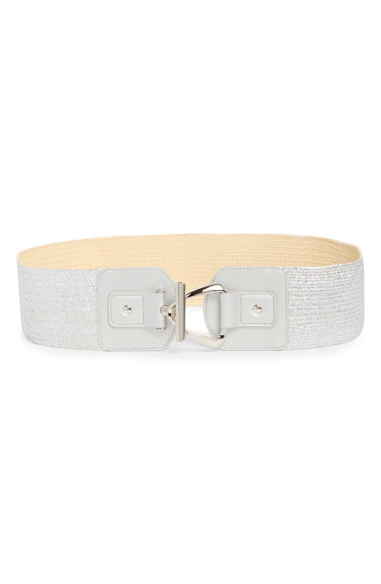 Vince Camuto Triangle Ring Stretch Straw Belt, Main, color, 