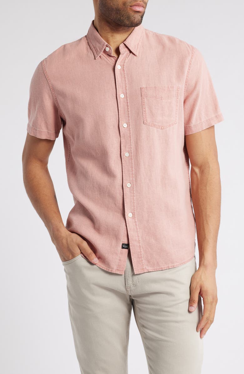 Rails Paros Short Sleeve Linen Blend Button-Up Shirt, Main, color,