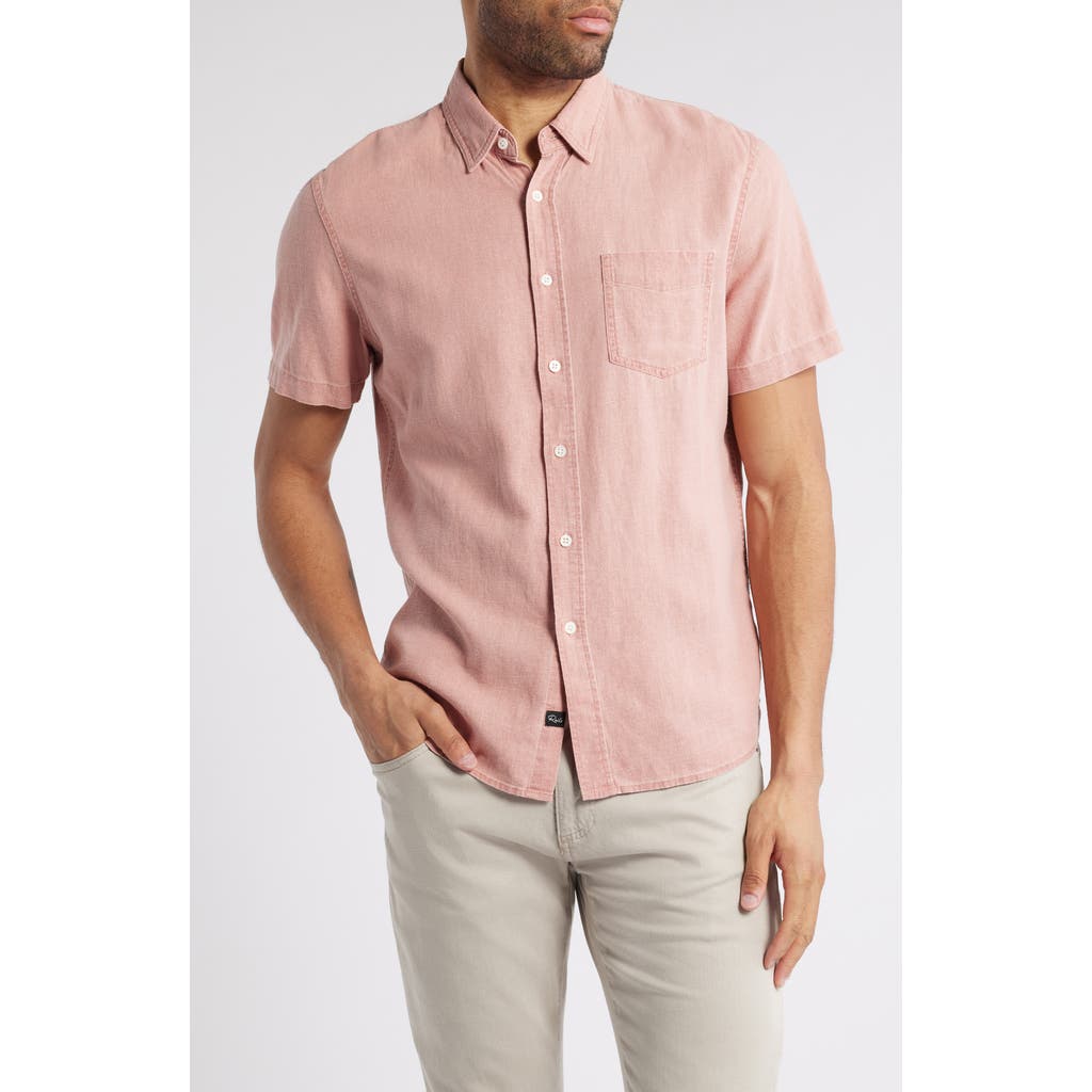 Rails Paros Short Sleeve Linen Blend Button-up Shirt In Desert Rose