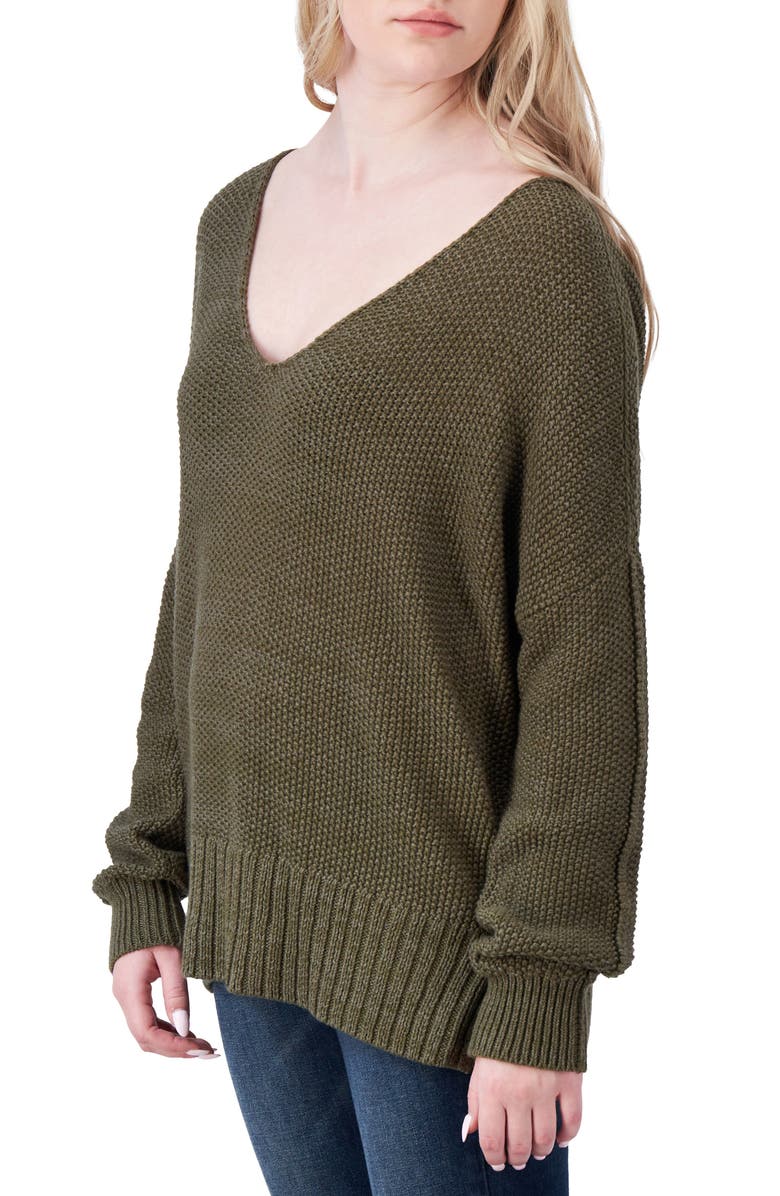 Lucky Brand V-Neck Pullover Sweater, Alternate, color, Olive