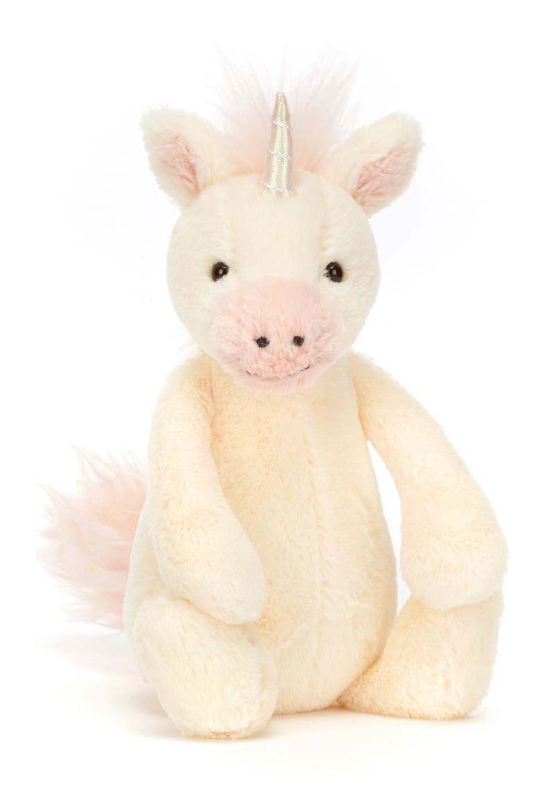 Small Bashful Unicorn 7-Inch Plushie, Main, color, CREAM