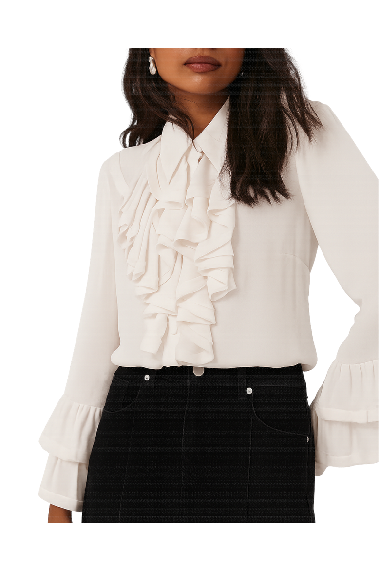 Ruffle Detail Shirt, Main, color, Ivory