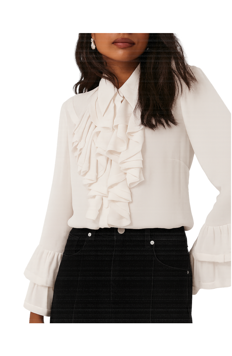 MINT VELVET Ruffle Detail Shirt, Main, color, Ivory