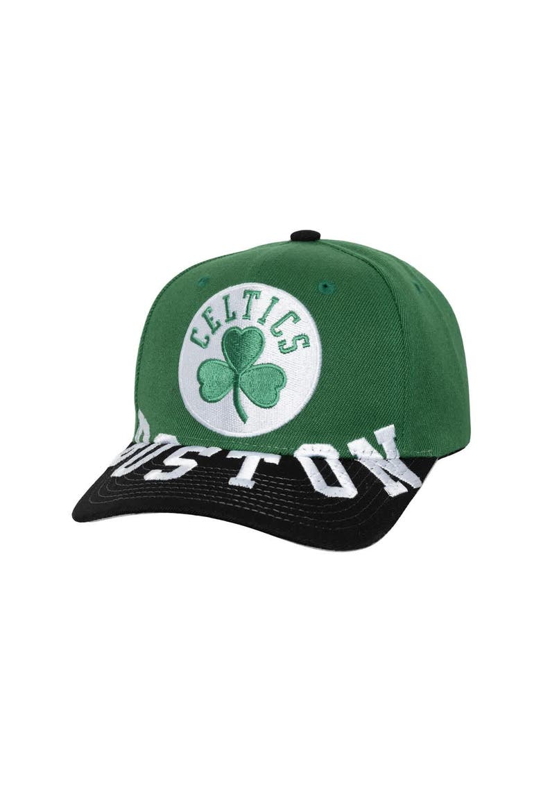 Men's Mitchell & Ness Kelly Green/Black Boston Celtics Underarch Two-Tone Pro Crown Snapback Hat, Main, color, Kelly Green