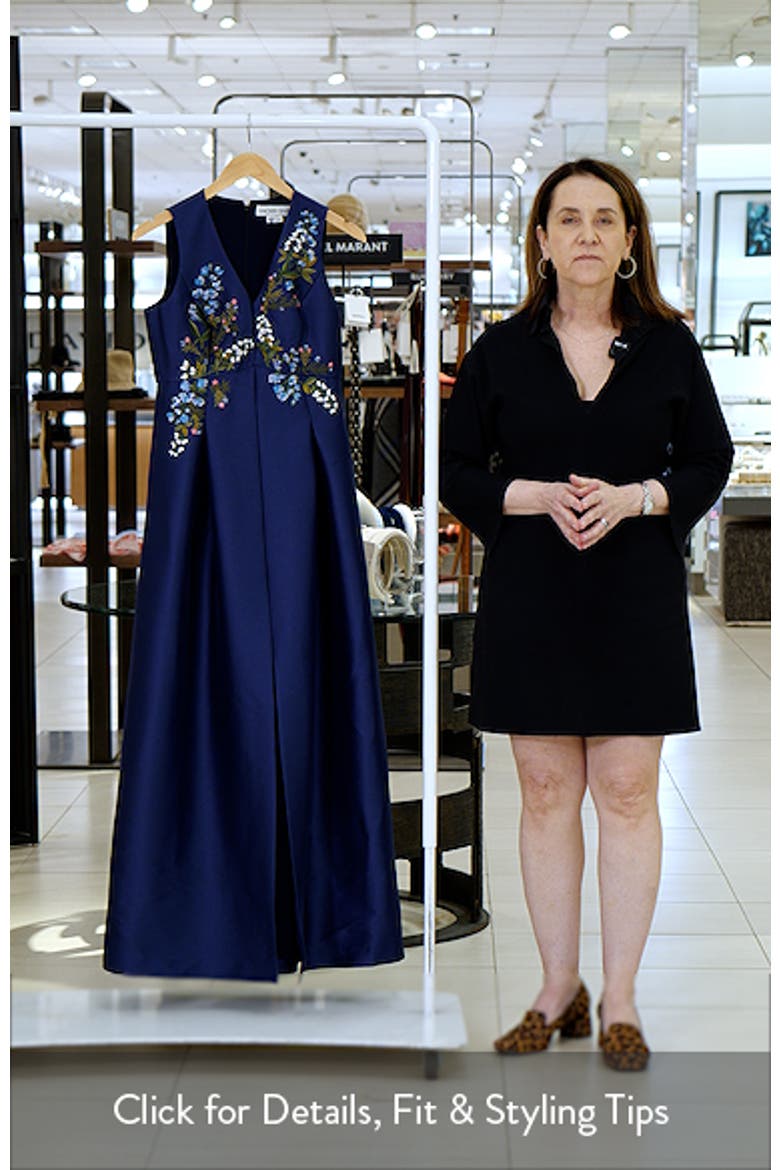 Embroidered Floral Sleeveless Mikado Gown video