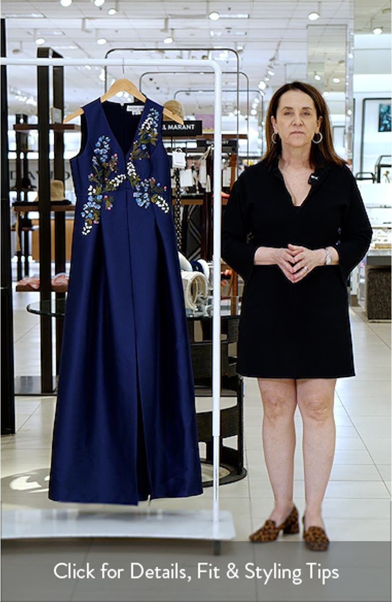 Embroidered Floral Sleeveless Mikado Gown, sales video thumbnail