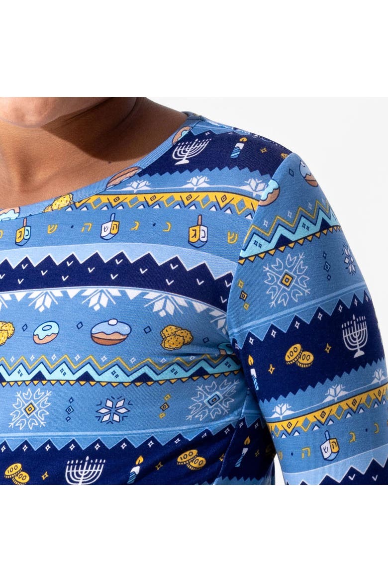Kids' Hanukkah Fair Isle Set of 2 Piece Pajamas, Alternate, color, Hanukkah Fair Isle