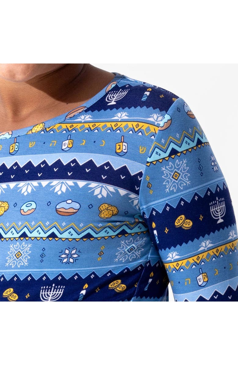 Bellabu Bear Kids' Hanukkah Fair Isle Set of 2 Piece Pajamas, Alternate, color, Hanukkah Fair Isle
