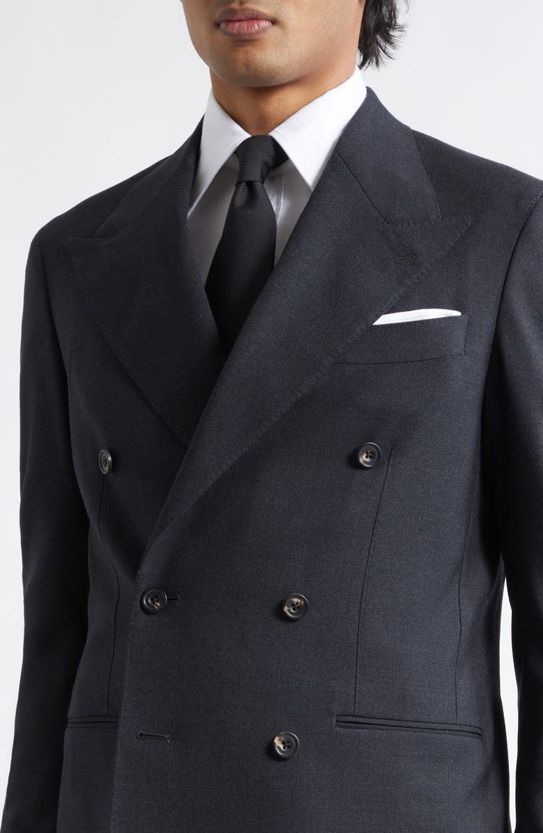 J. Mueser Double Breasted Virgin Wool Hopsack Blazer, Alternate, color, Navy