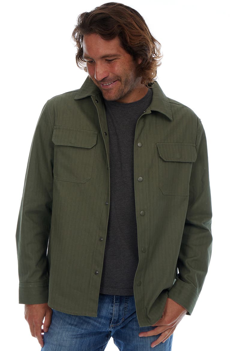 Herringbone Cotton Work Shirt, Alternate, color, DARK GREEN