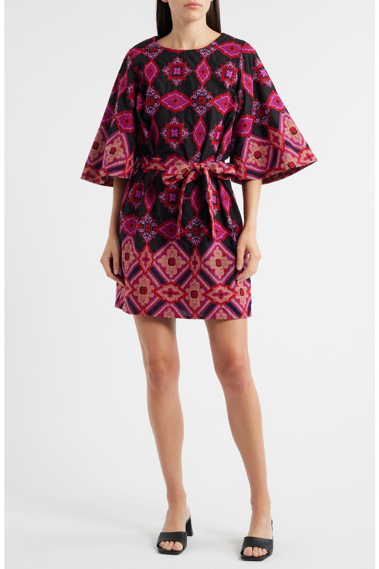 Daelyn Paisley Shift Minidress, Main, color, MAGENTA MULTI