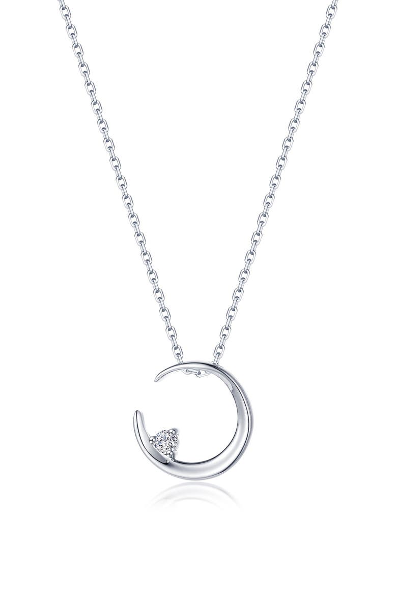 Lafonn Simulated Diamond Crescent Moon Pendant Necklace, Main, color,