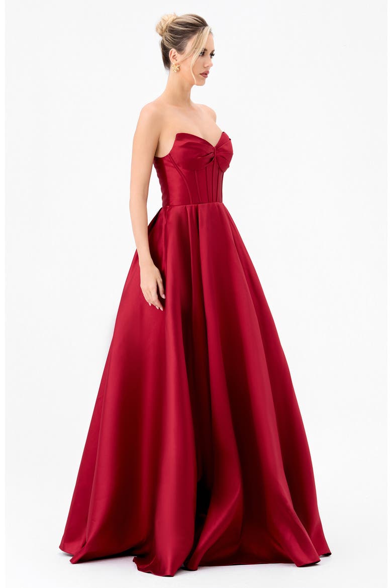 Deeba Strapless Ball Gown, Alternate, color, RED