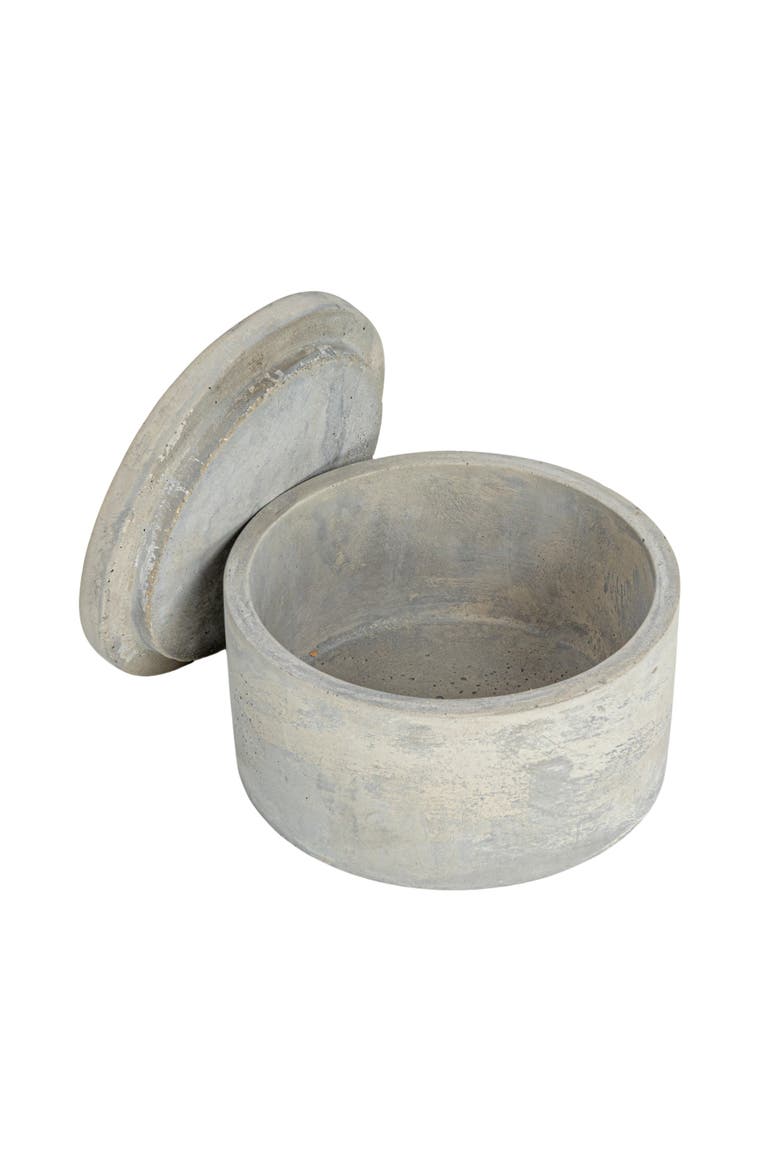 Round Decorative Cement Storage with Lids, Grey, Set of 2, Alternate, color, Grey