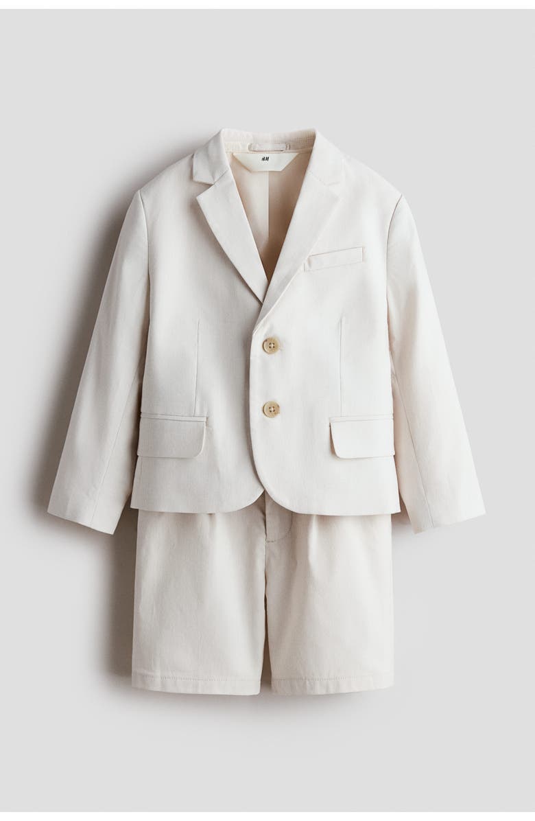 H&M 2-piece Dressy Cotton Set, Main, color, White/Beige Striped