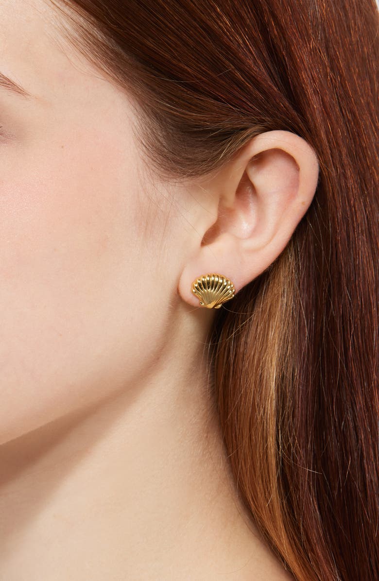 Lele Sadoughi Coquille Shell Stud Earrings, Alternate, color, Gold