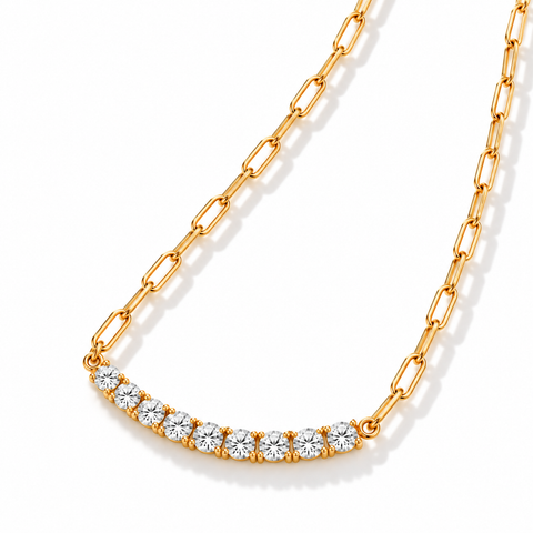Gold-Tone Sparkle Paperclip Chain Necklace