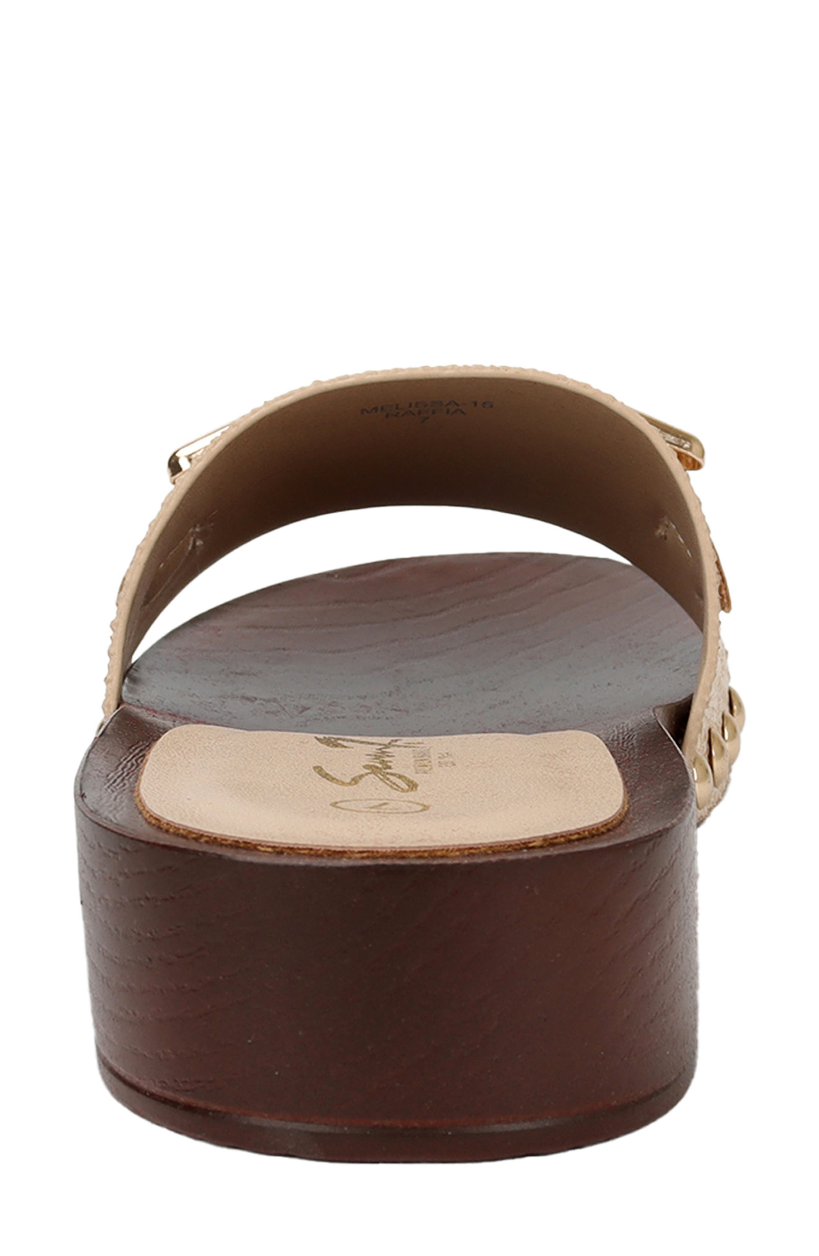 Karma Faux Leather Slide Sandal, Alternate, color, RAFFIA