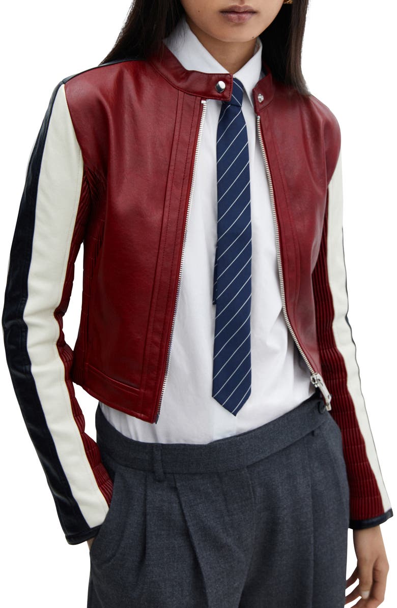 MANGO Faux Leather Moto Jacket, Main, color, 