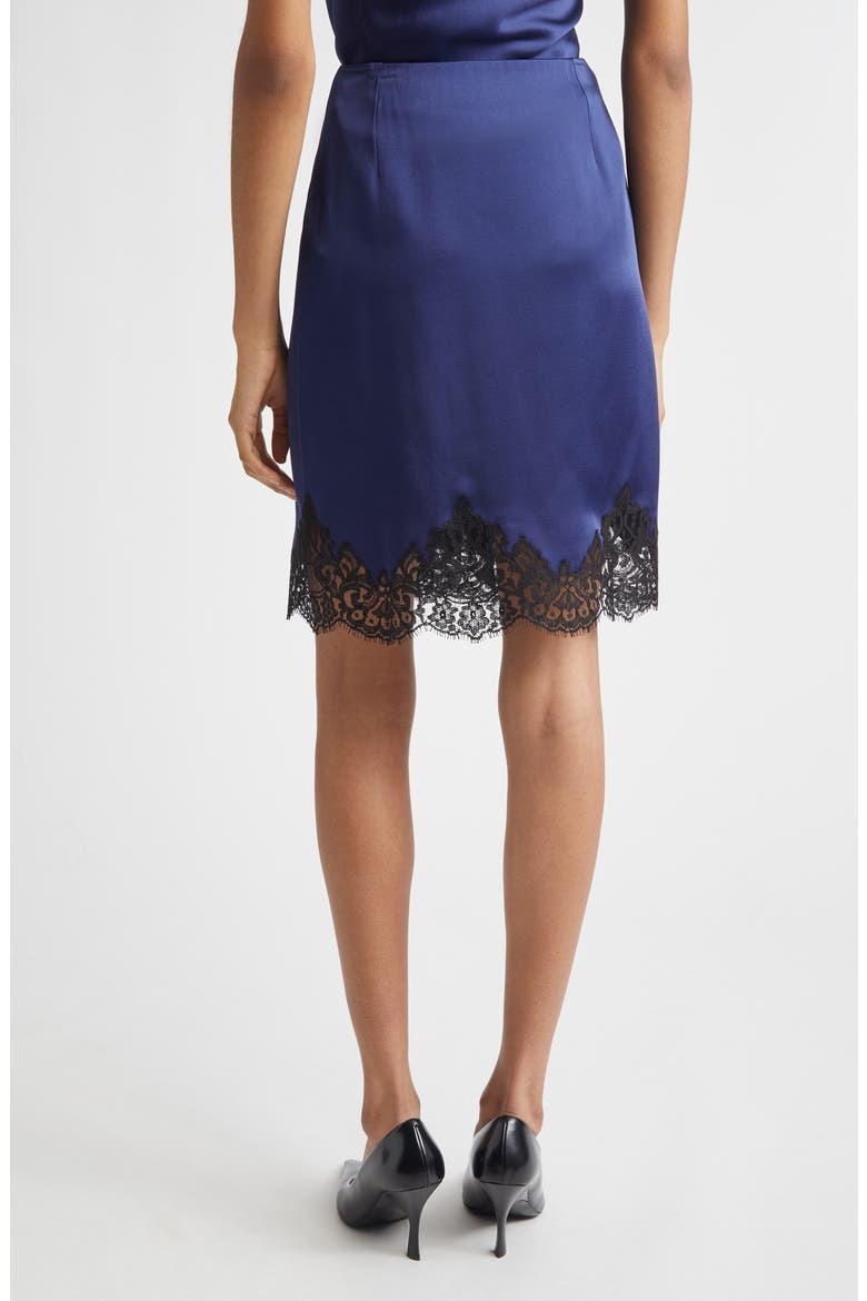 Iconic Lace Trim Satin Wrap Skirt, Alternate, color, NAVY