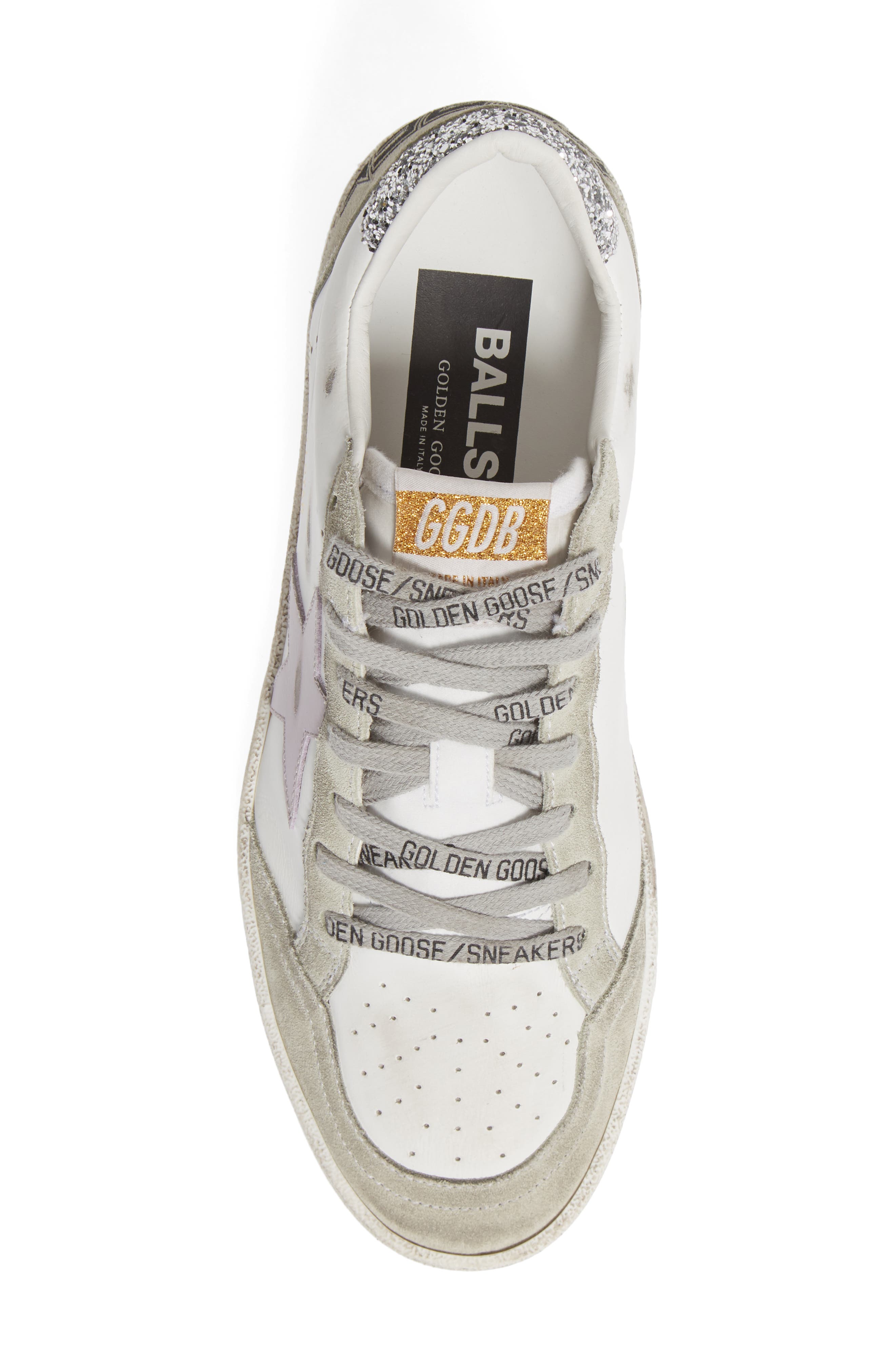 Ball Star Low Top Sneaker, Alternate, color, WHITE/ LILAC/ GREEN/ SILVER