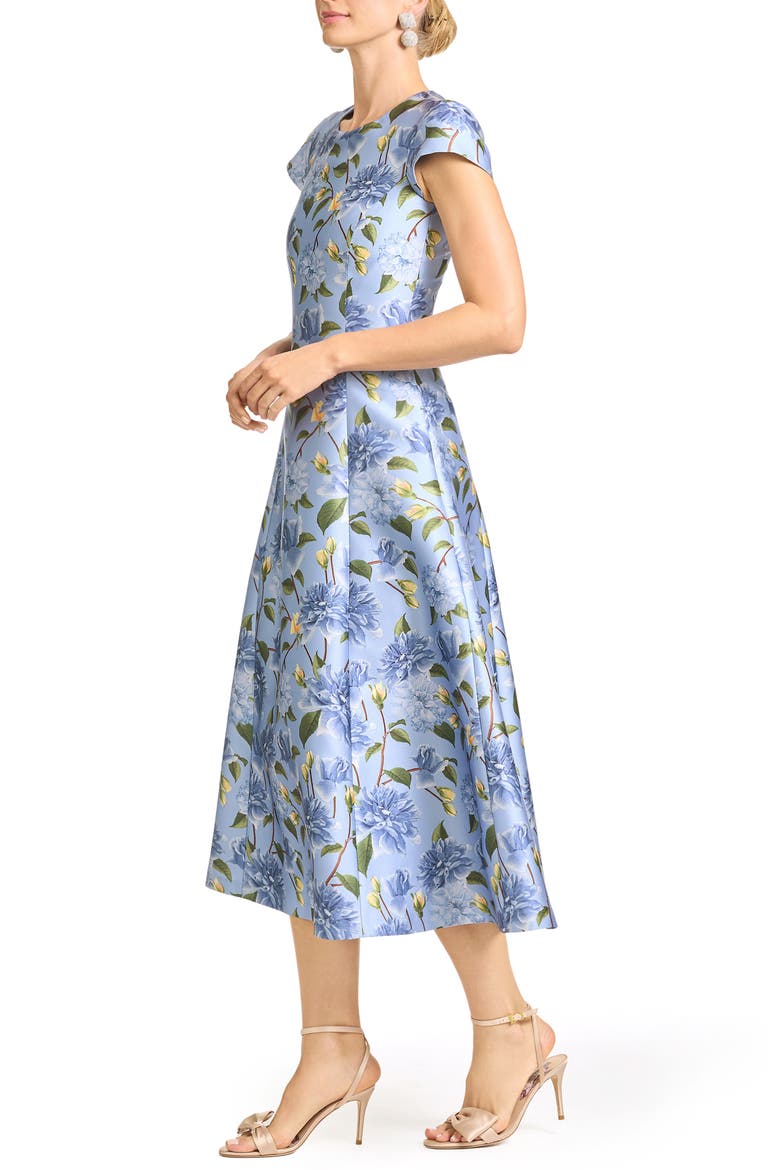 Jackie Floral Cocktail Midi Dress, Alternate, color, TWILIGHT PEONY