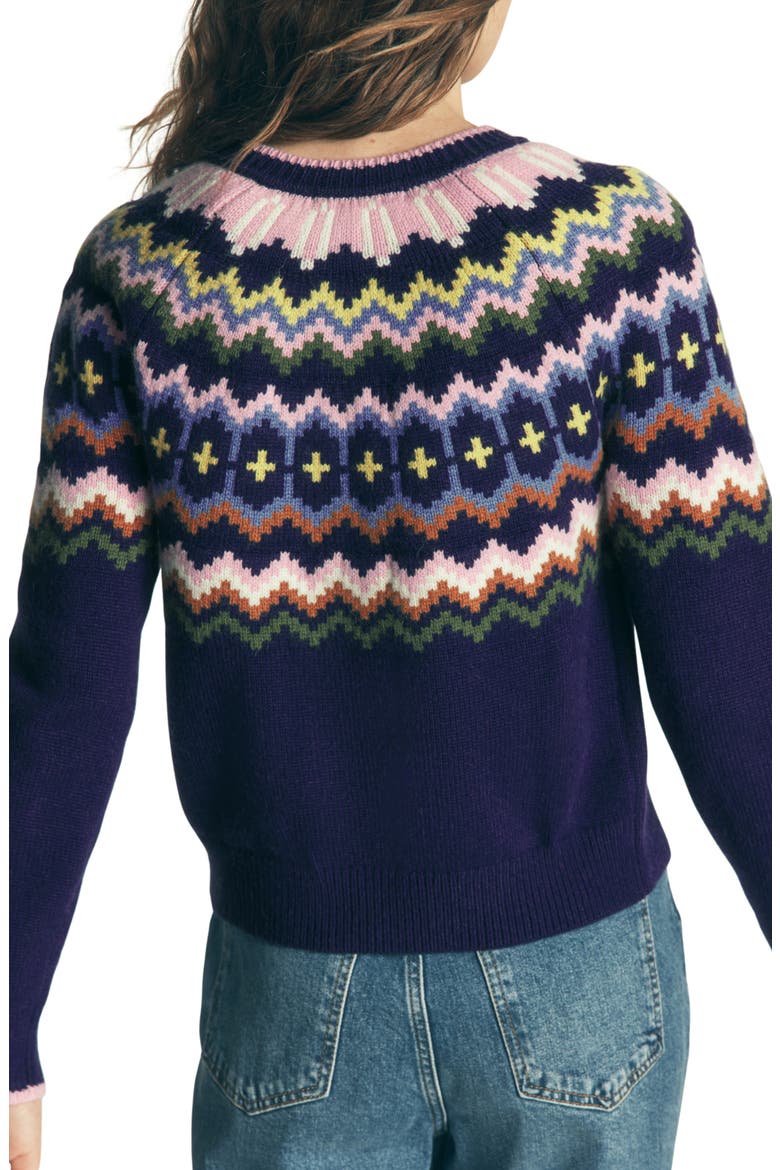 Mae Fair Isle Cardigan, Alternate, color, NAVY FAIR ISLE