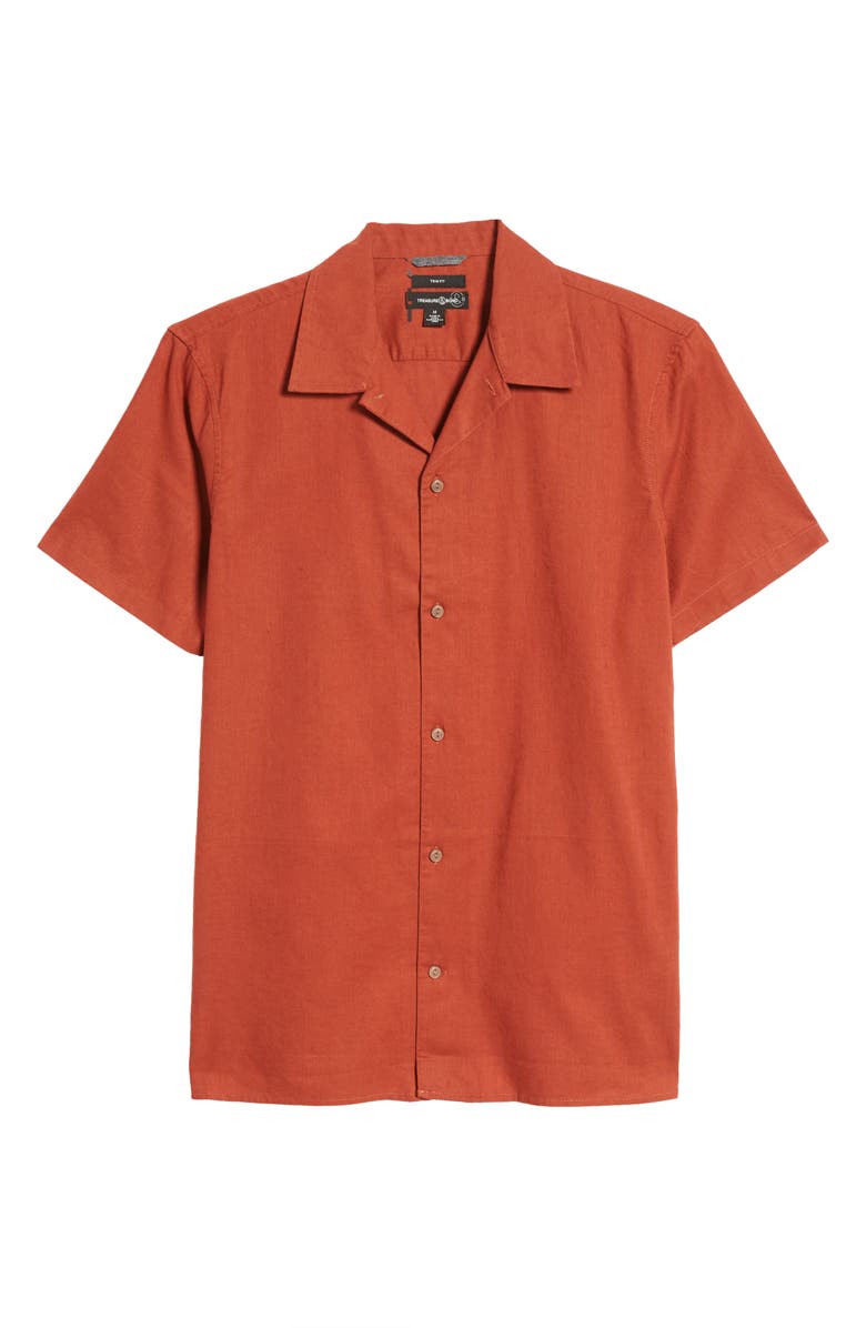 Treasure & Bond Short Sleeve Linen & Cotton Button-Up Camp Shirt, Alternate, color, 