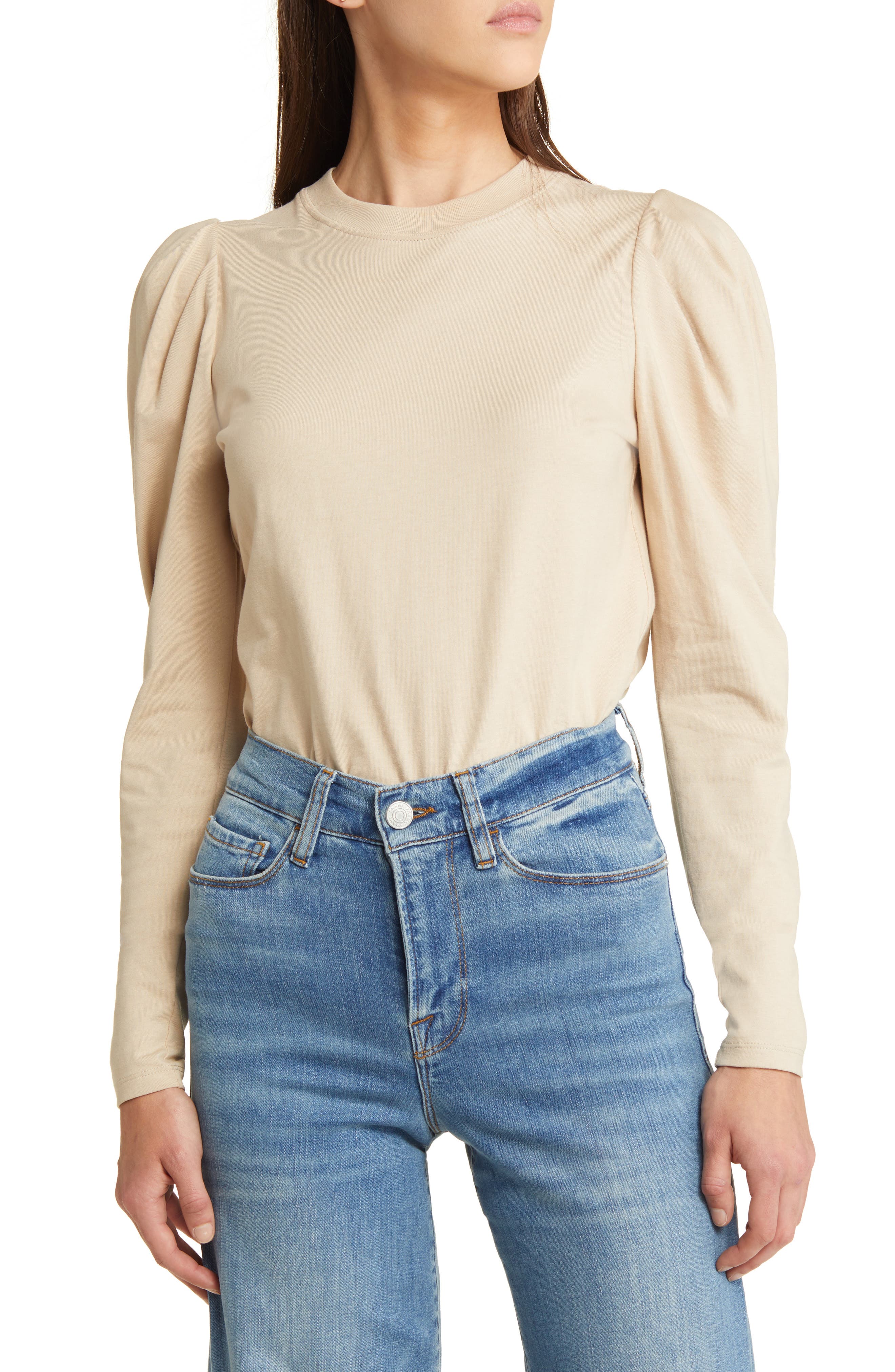 FRAME Gathered Long Sleeve Organic Cotton T-Shirt (Women) | Nordstromrack