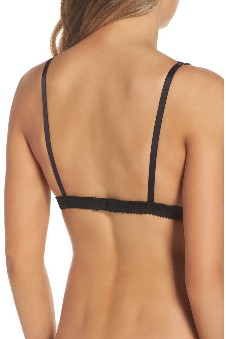 Intimates Camellia Lace Triangle Bralette, Alternate, color, CAVIAR BLACK