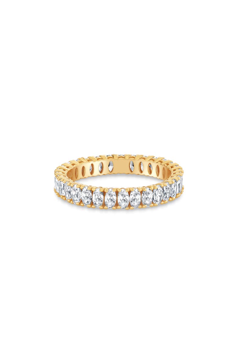 Oval Cubic Zirconia Eternity Band Ring, Alternate, color, 18KT YELLOW GOLD / CLEAR STONE