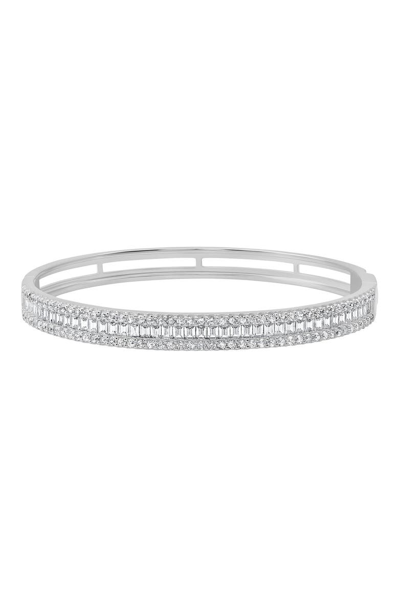 Luminous Baguette Cubic Zirconia Bangle, Main, color, PURE PLATINUM/ CLEAR STONE
