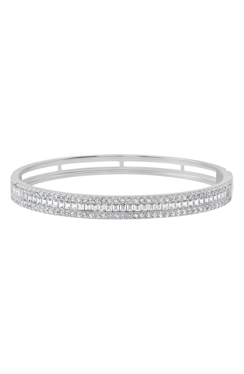 Crislu Luminous Baguette Cubic Zirconia Bangle, Main, color, Pure Platinum/ Clear Stone