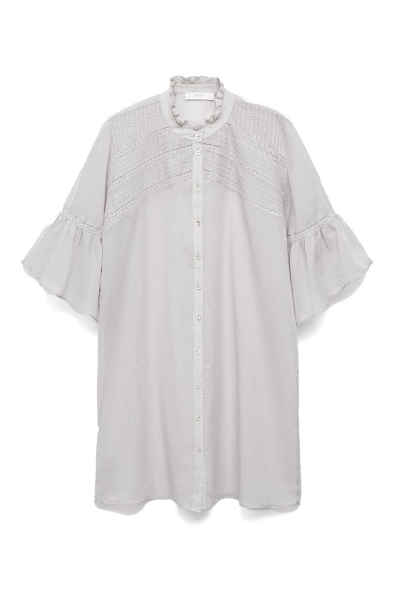 Pintuck Accent Short Sleeve Cotton Nightshirt, Alternate, color, LIGHT/ PASTEL GREY