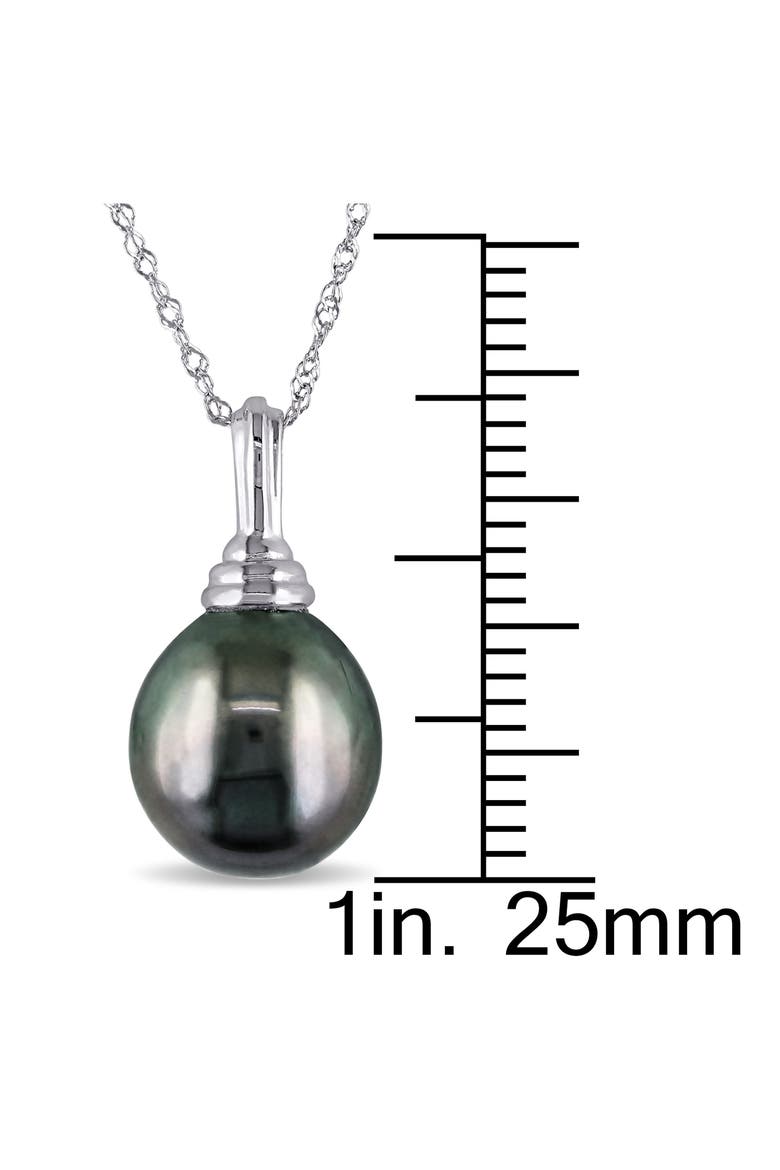 14K White Gold Cultured Black Tahitian Pearl Pendant Necklace, Alternate, color, BLACK