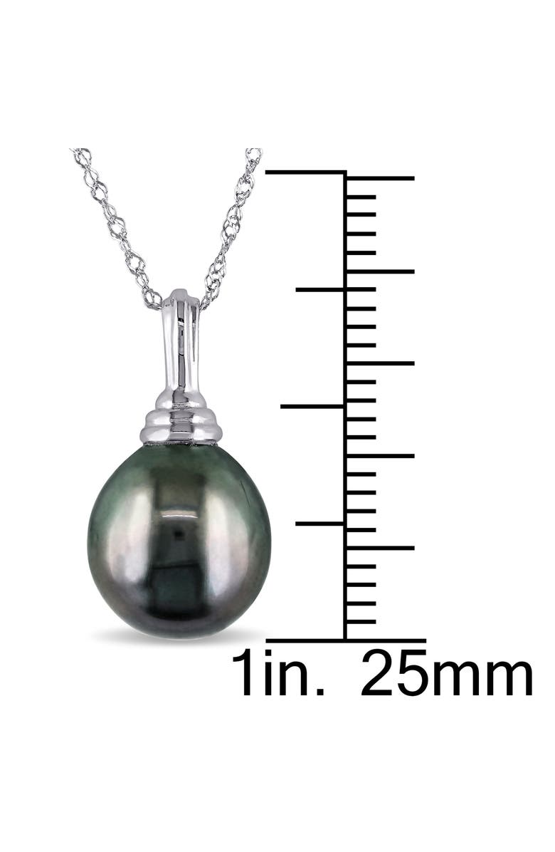 DELMAR 14K White Gold Cultured Black Tahitian Pearl Pendant Necklace, Alternate, color, Black