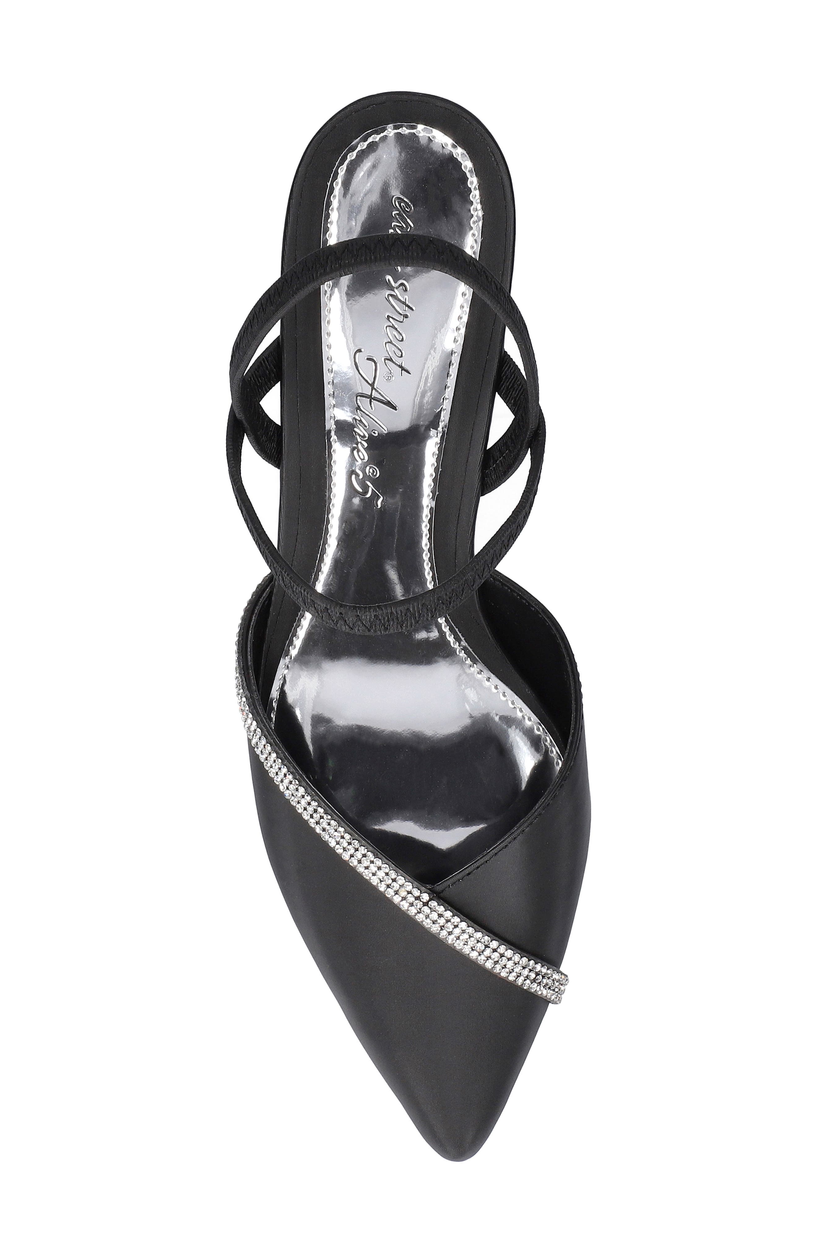 EASY STREET Unna Kitten Heel Pump, Alternate, color, Black Satin With Stones