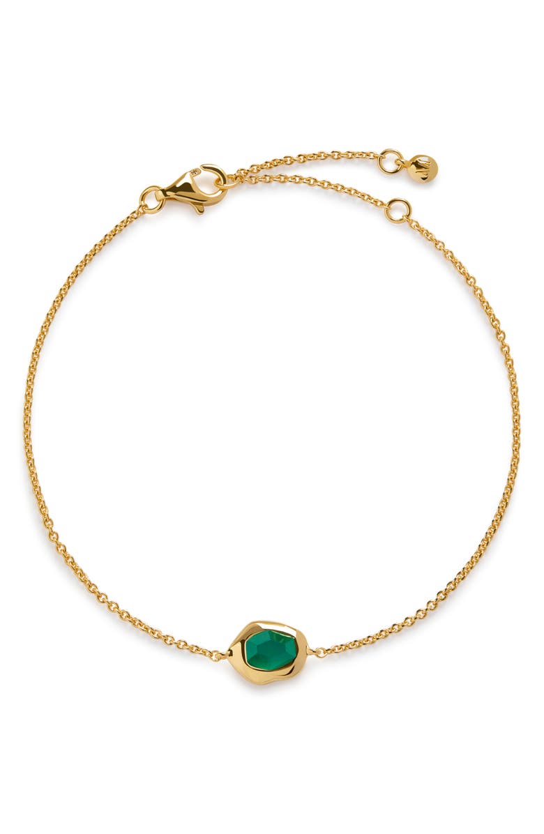 Monica Vinader Odyssey Green Onyx Chain Bracelet, Main, color, 18Ct Gold Vermeil / Green Onyx