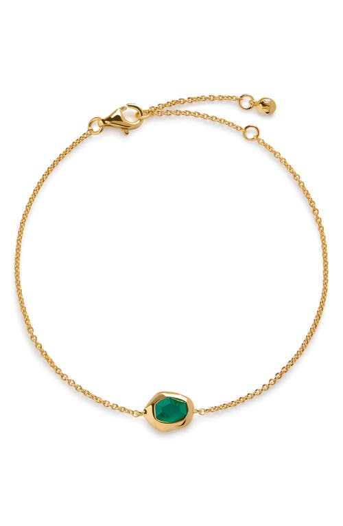 Monica Vinader Gold Odyssey Gemstone Chain Bracelet Green Onyx In Gold