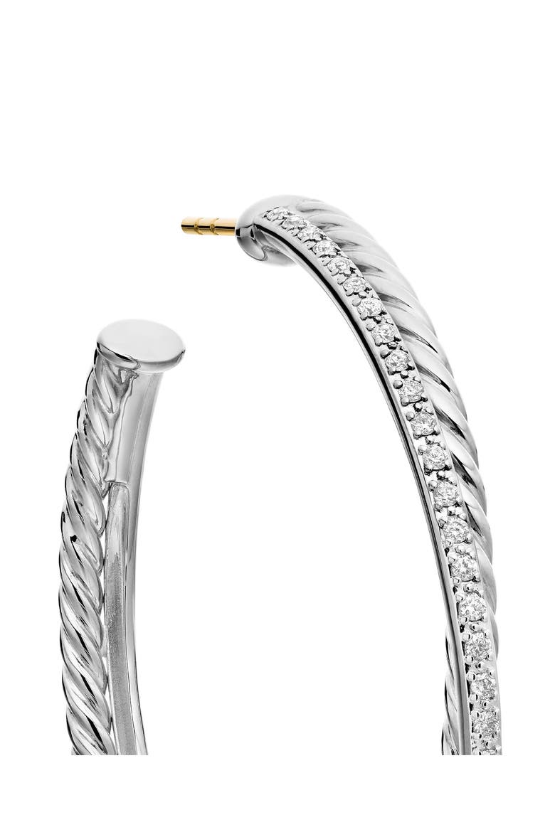 Extra Large Crossover Hoop Earrings with Diamonds, Alternate, color, SILVER/ DIAMOND